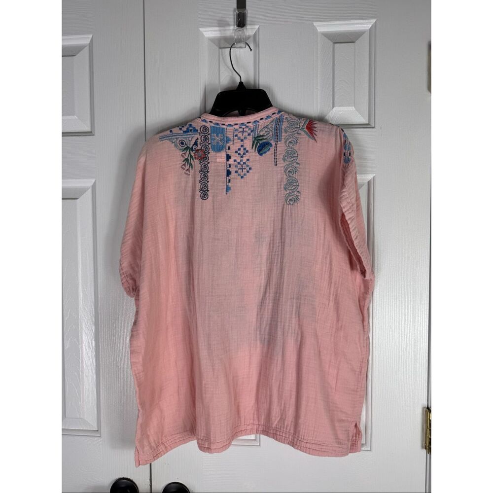 Johnny Was Womens Pink Embroidered Gauze Size L - Picture 4 of 4